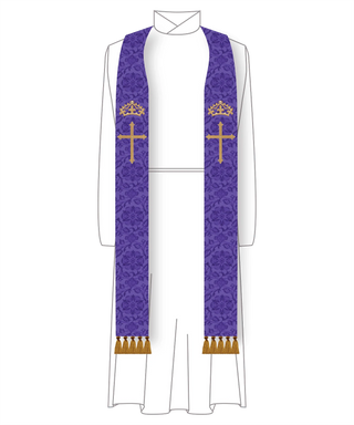 Latin Cross and Crown Stole | Blue and Violet Advent Stoles