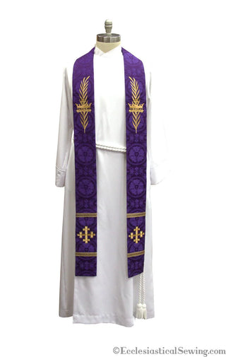 Lent Stole Gloria Advent | Palm Branch and Cross for Pastors Priest