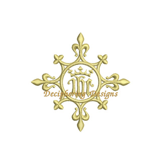 Linen Cross Fleur De Lis IHC Digital Embroidery | Linen Machine Embroidery