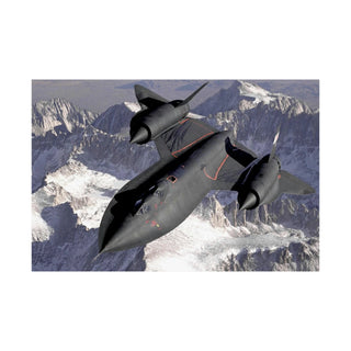 Majestic SR-71B Blackbird Flight Over Snowy Mountains - High-Quality Fine Art Print - Ideal Gift for Aviation Enthusiasts & Home Decor