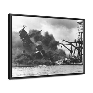 Man Cave Framed Canvas Gift For him Modern Poster USA Military Wall Art For Dad - The USS Arizona (BB-39) burning