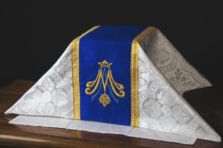 Marian Chalice Veil  or Burse | White and Blue Marian Church Vestments