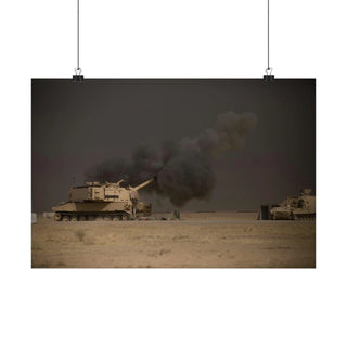 Military Decor for Veterans, History and Military Enthusiasts - U.S. Army M109A6 Paladin Fire Mission Poste