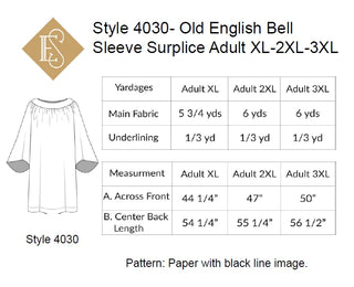 Old English Bell Sleeve Surplice Sewing Pattern | Style 4029 & 4030 Surplice