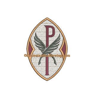 Palm Chi Rho Oval Church Embroidery Design for Palm Sunday & Lent