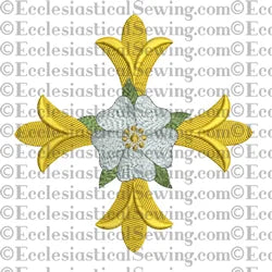 Patonce Cross Rose--Religious Machine Embroidery File