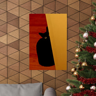 Peekaboo Black Cat with Yellow Eyes - Poster Print