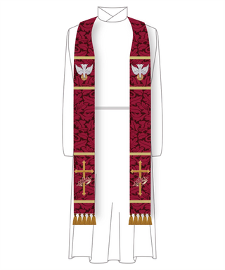 Pentecost Clergy Stole Red with Dove Pastor Priest Church Vestment 