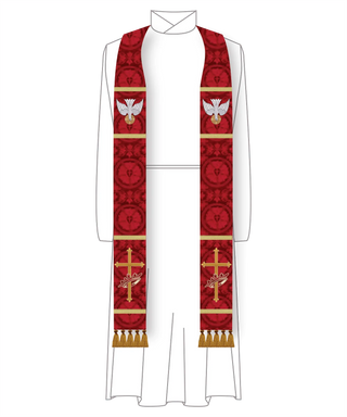 Pentecost Clergy Stole Red with Dove Pastor Priest Church Vestment 