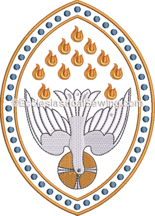 Pentecost Embroidery Dove Design w/ Oval Frame - Religious Embroidery Designs