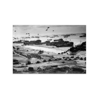 Poster For Man Cave Gift For him Modern Poster USA Military Wall Art For Dad - Landing ships putting cargo ashore on Omaha Beach