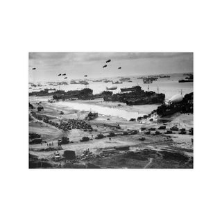 Poster For Man Cave Gift For him Modern Poster USA Military Wall Art For Dad - Landing ships putting cargo ashore on Omaha Beach