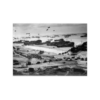 Poster For Man Cave Gift For him Modern Poster USA Military Wall Art For Dad - Landing ships putting cargo ashore on Omaha Beach