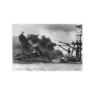 Poster For Man Cave Gift For him Modern Poster USA Military Wall Art For Dad - The USS Arizona (BB-39) burning