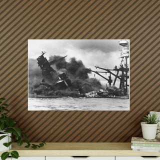 Poster For Man Cave Gift For him Modern Poster USA Military Wall Art For Dad - The USS Arizona (BB-39) burning