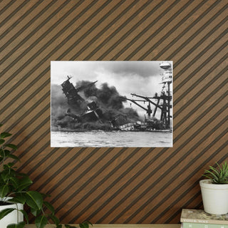 Poster For Man Cave Gift For him Modern Poster USA Military Wall Art For Dad - The USS Arizona (BB-39) burning