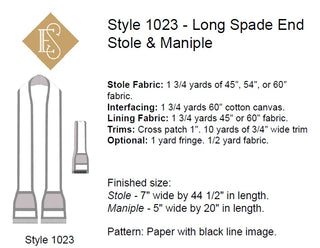 Priest Long Spade End Stola e Maniple Sewing Pattern | Modello di stola Stile 1023