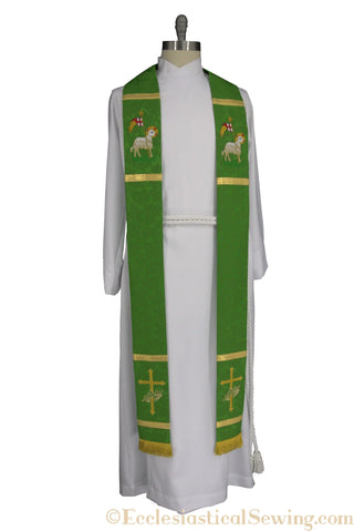 Pugin Agnus Dei Pastor Priest Stole | Crown Clergy Liturgical Stole