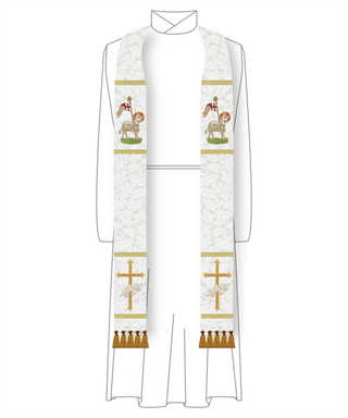 Pugin Agnus Dei Pastor Priest Stole | Crown Clergy Liturgical Stole