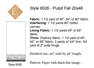 Pulpit Fall Sewing Pattern | Style 6025 & 6026 Pulpit Fall Pattern