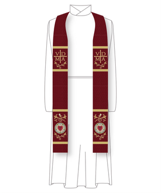 Reformation Rose Lutheran Stole | Red Pastor Priest Stole VDMA