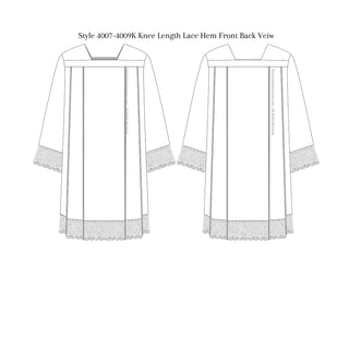 Roman or Square Yoke Surplice Pattern with Lace Hem |Style 4007, 4008 & 4009 Knee or Full Length Sewing Pattern