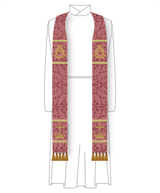 Rose Cross Crown Gaudete Laetare Pastor Priest Stole | Rose Pastor Stole