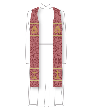 Rose Cross Crown Gaudete Laetare Pastor Priest Stole | Rose Pastor Stole