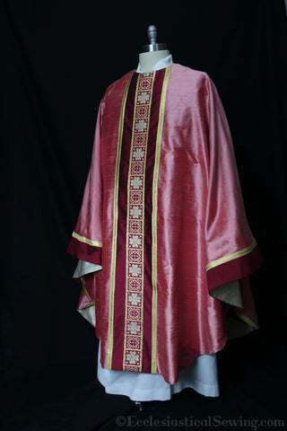 Rose Silk Monastic Chasuble Gaudete Laetare | St. Ignatius Antioch Collection