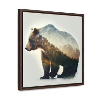 Rustic Minimalist Double Exposure Bear and Woods Canvas Print - A unique addition to your home's rustic decor