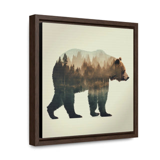 Rustic Minimalist Double Exposure Bear and Woods Canvas Print - Great for a cozy bedroom or office space