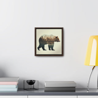 Rustic Minimalist Double Exposure Bear and Woods Canvas Print - Great for a cozy bedroom or office space