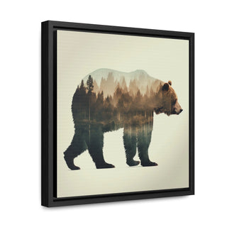 Rustic Minimalist Double Exposure Bear and Woods Canvas Print - Great for a cozy bedroom or office space