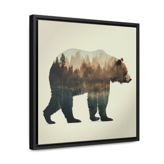 Rustic Minimalist Double Exposure Bear and Woods Canvas Print - Great for a cozy bedroom or office space