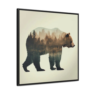 Rustic Minimalist Double Exposure Bear and Woods Canvas Print - Great for a cozy bedroom or office space