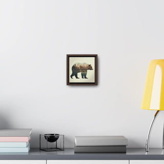 Rustic Minimalist Double Exposure Bear and Woods Canvas Print - Great for a cozy bedroom or office space