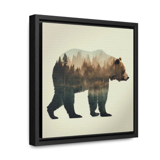 Rustic Minimalist Double Exposure Bear and Woods Canvas Print - Great for a cozy bedroom or office space