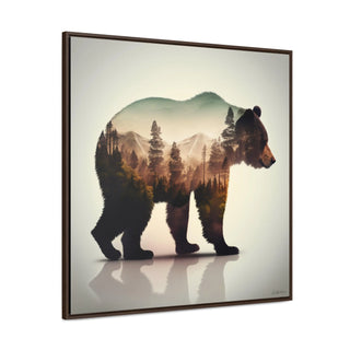 Rustic Minimalist Double Exposure Bear and Woods Canvas Print - Perfect for nature lover's living room or cabin