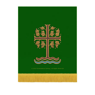 Sanctified Budded Cross Living Water Pulpit Fall | Green Altar Hangings