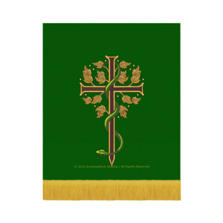 Sanctified Budded Cross Serpent Pulpit Fall | Green Altar Hangings