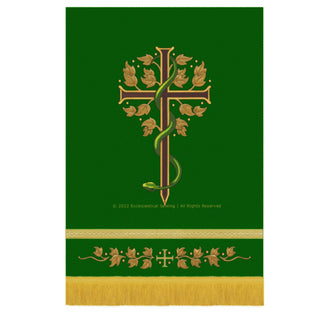 Sanctified Budded Cross Serpent Pulpit Fall | Green Altar Hangings