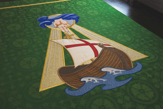 Sanctified Hand of God Ship Banner | Green Church Banner