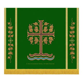 Sanctified Living Water Cross Antependium | Green Altar Hanging