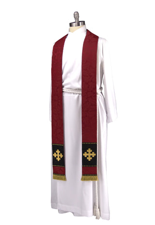 Scarlet Cross Priest Stole Passion | Oxblood Lent Passion Priest Stole