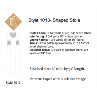 Shaped Stole Sewing Pattern Style 1013  | Clergy Stole Latin Mass