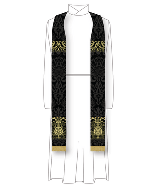 Silk Damask Priest Stoles | Seasonal Colors Clergy Stoles Black