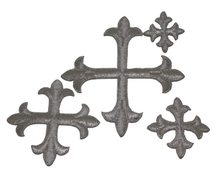 Silver Metallic Cross Appliques | Iron On Backing Cross