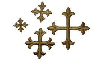 Small Cross Appliques Antique Gold with Iron On Backing