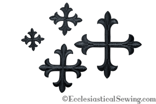 Small Cross Appliques Black with Iron On Backing For Church Vestments