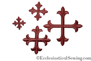 Small Cross Appliques Burgundy with Iron On Backing